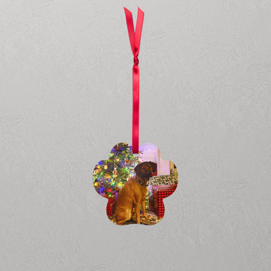 Custom Pet Photo Metal Ornament (Paw Shape)